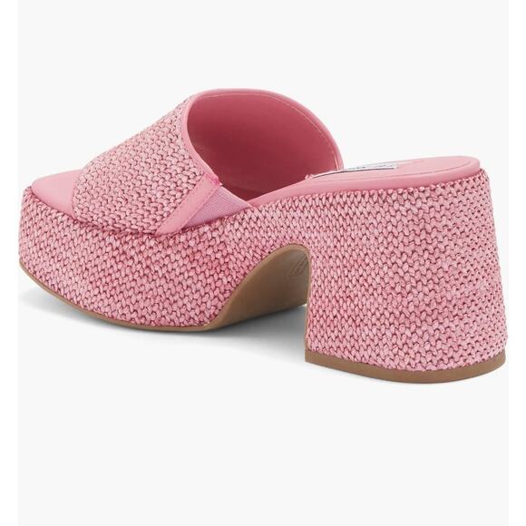 Steve Madden Reign Platform Mule Pink Raffia Sz 8 - Picture 4 of 12